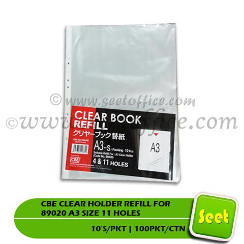 CBE A3 CLEAR HOLDER REFILL POCKET 11 HOLES FOR 89020 10'S/PACK [100PACK ...